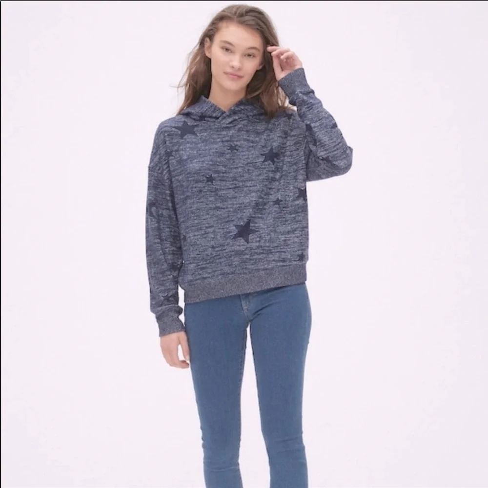 GAP Star Soft-spun Pullover Navy Hoodie -Sz M - Picture 3 of 7